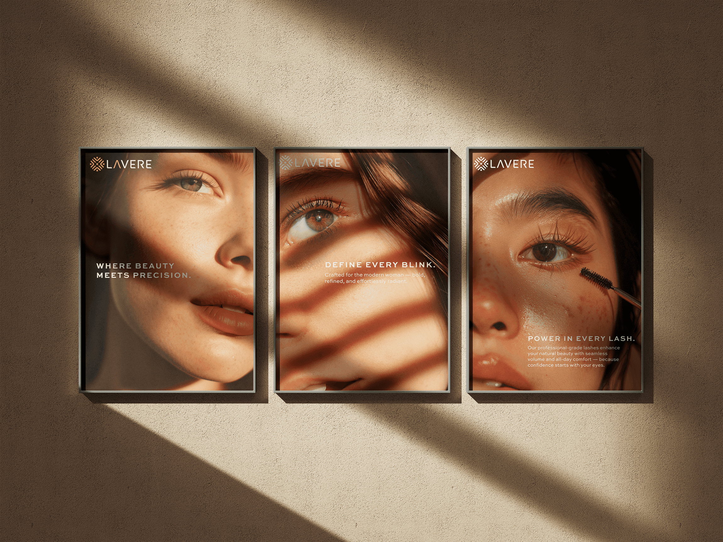 Lavere print campaign, three framed posters