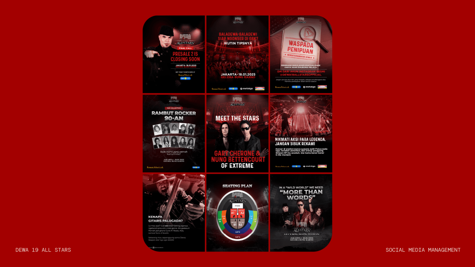 Dewa 19 All Stars Instagram feed, nine-post system